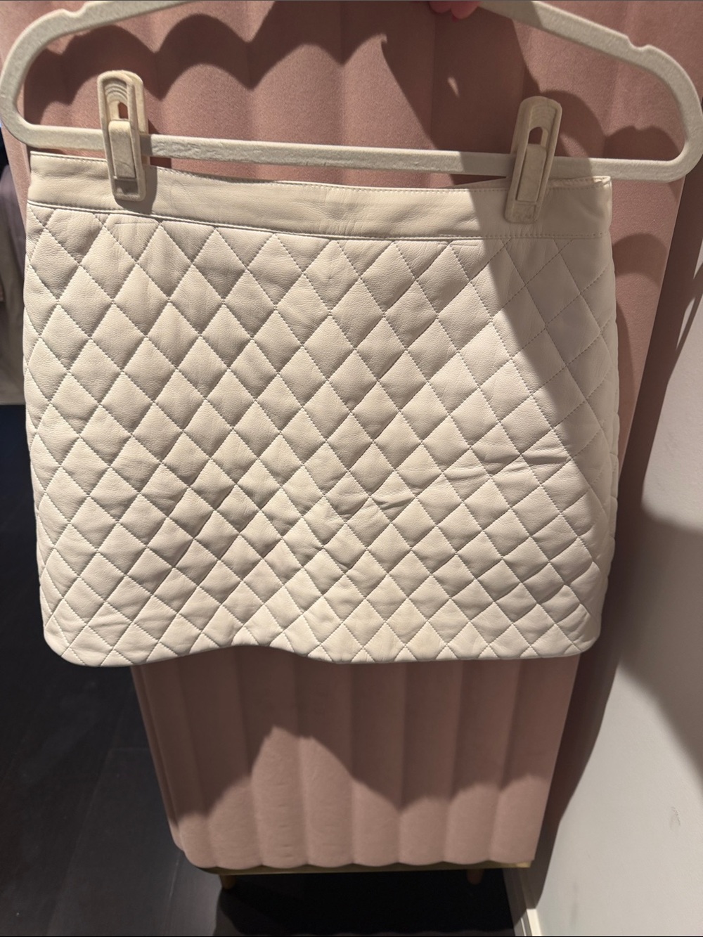 Alice + Olivia Cream Quilted Mini Skirt